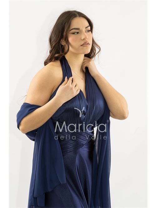 abito lungo incrocio plisse MARICLA ELEGANCE | JC35267BLU